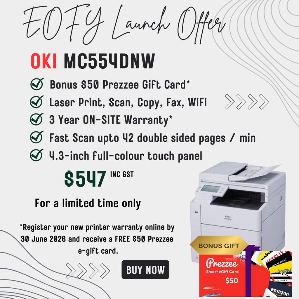 OKI MC554dnw A4 Colour Printer MFP Print Scan Copy WiFi