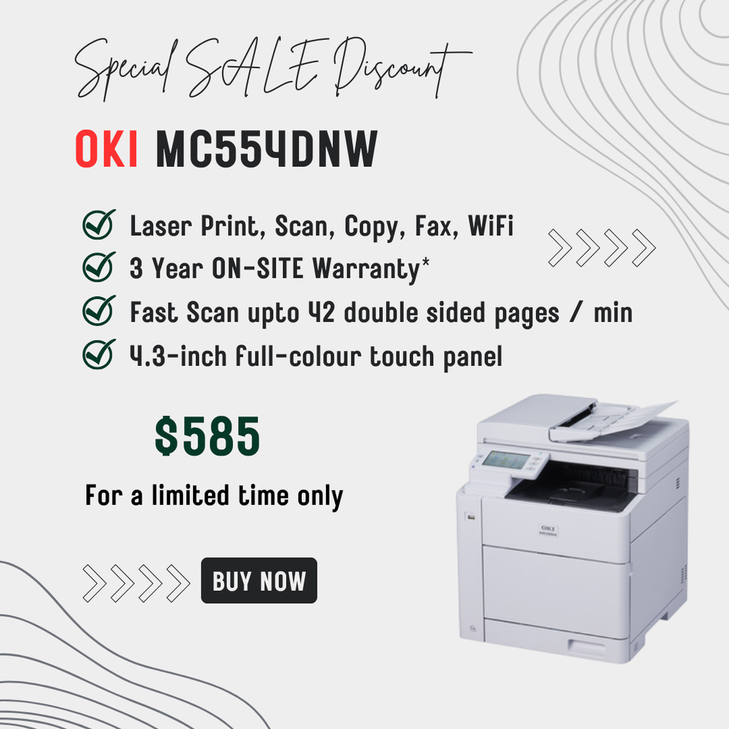 OKI MC554dnw A4 Colour Printer MFP Print Scan Copy WiFi